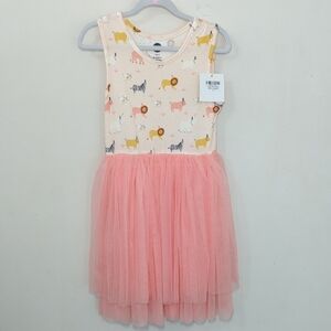 Bird & Bean Party Animals Tulle Tank Dress Pink Colorful NEW Girls Size 8